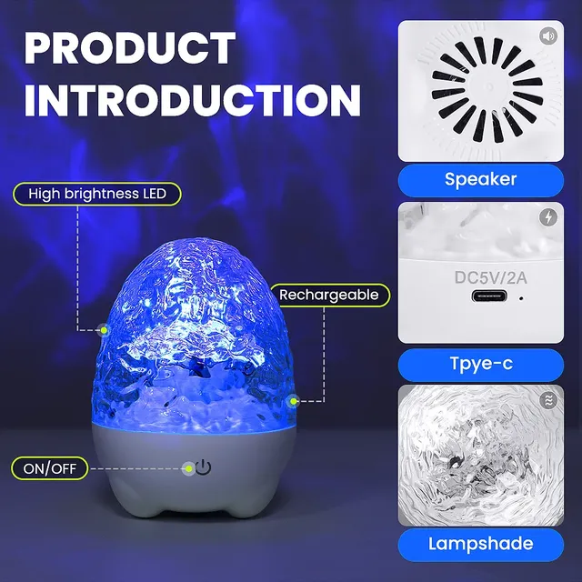 Veilleuse RGB à ondulation d'eau avec télécommande – vue 5