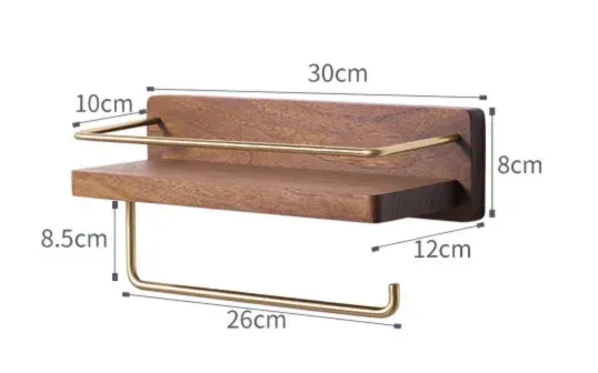 Porteserviettes noyer métal inox acier mural étagère… – vue 3