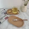 Bois hêtre naturel ovale assiette solide décorative… – vue 3