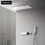 Système de douche thermostatique au plafond mural chromé, affichage LED, 3 Modes de pulvérisation, douche en laiton Anti-brûlure, installation facile