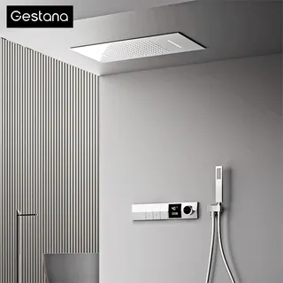 Système de douche thermostatique au plafond mural chromé