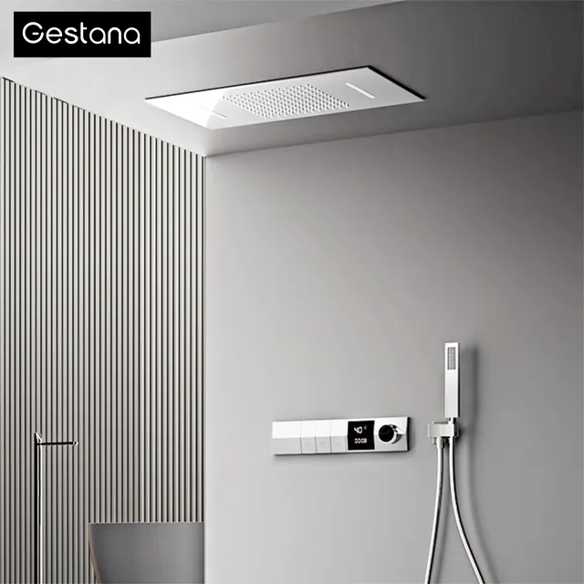 Système de douche thermostatique au plafond mural chromé
