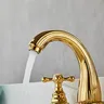 Robinet lavabo trois trous bec haut arche doré laiton… – vue 3