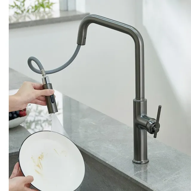 Mitigeur cuisine extractible or rose brossé évier… – vue 5