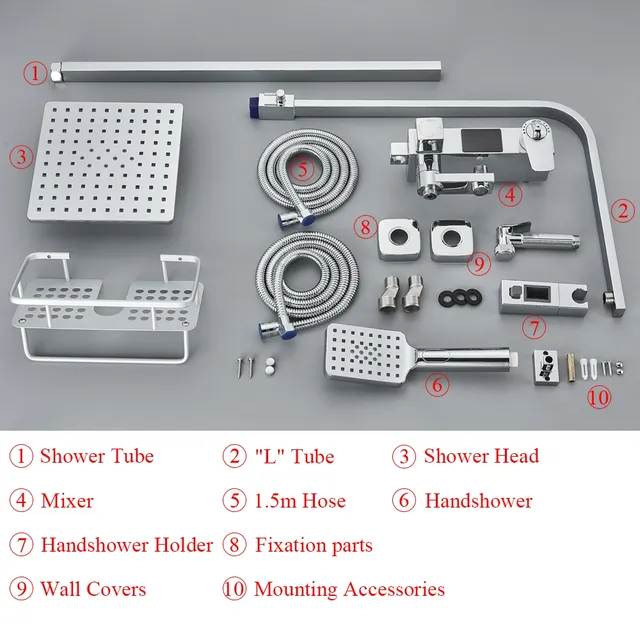 Pommeau de douche thermostatique à affichage numérique – vue 6