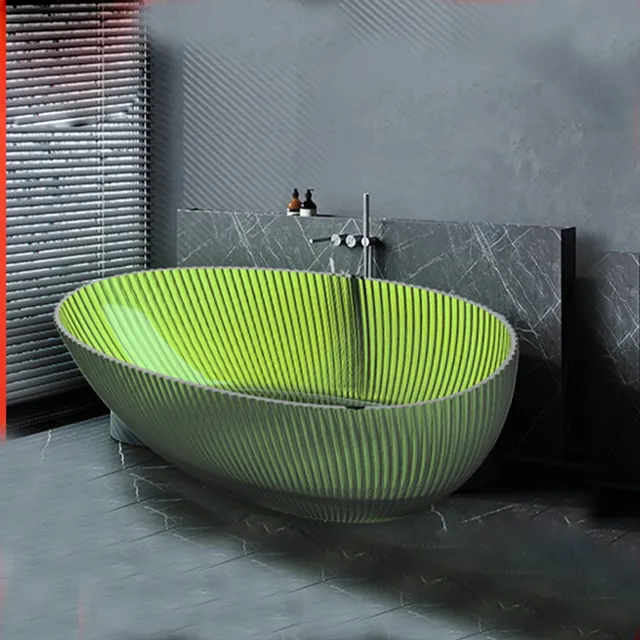 Baignoire autoportante transparente résine ovale… – vue 2