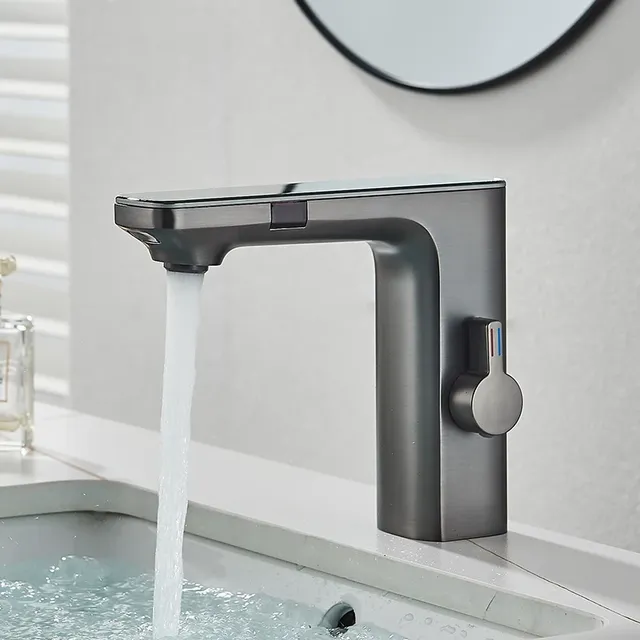 Robinet de lavabo à capteur intelligent gris pistolet – vue 3