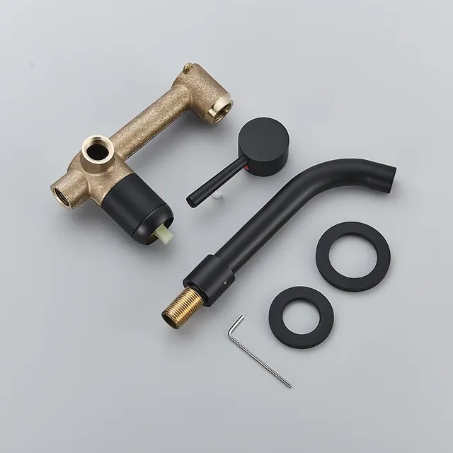 Robinet de lavabo mural noir mat – vue 6