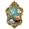Miroir mural baroque ovale cadre sculpté blanc laqué… – vue 5