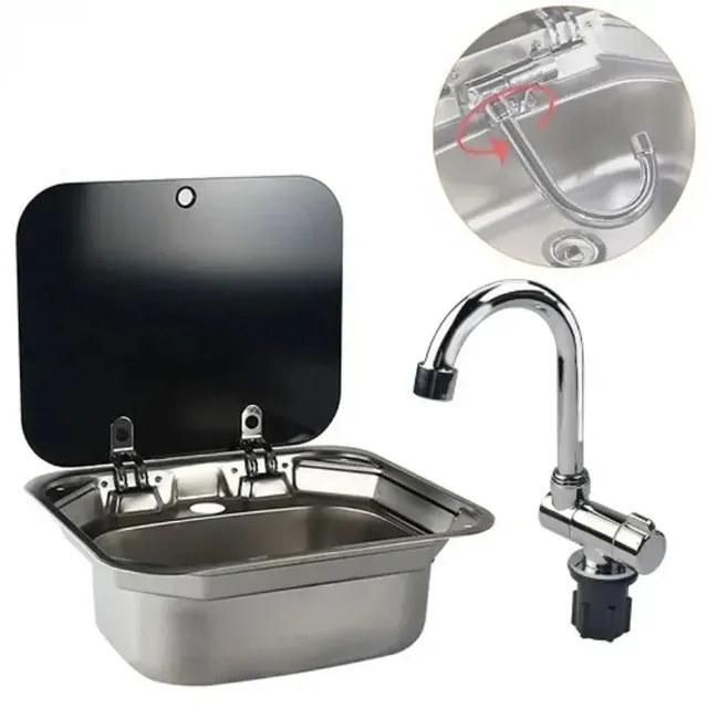 Lavabo à main en acier inoxydable pour caravane et Camping – vue 2