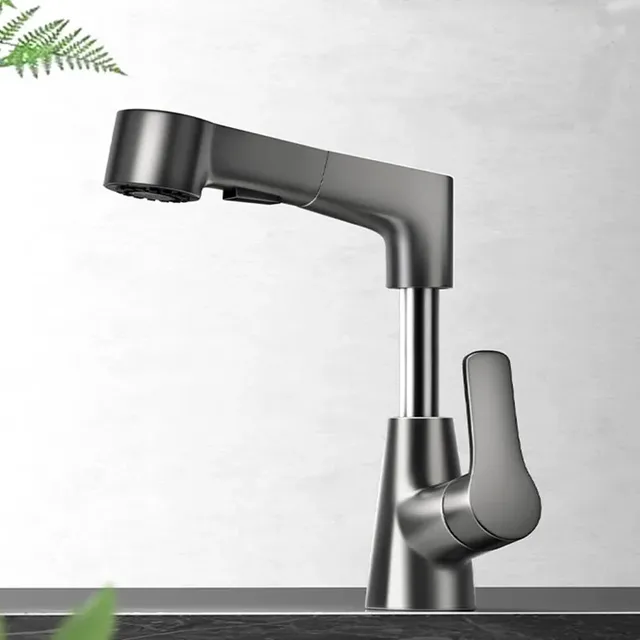 Robinet de salle de bain extractible noir/argent/blanc – vue 2