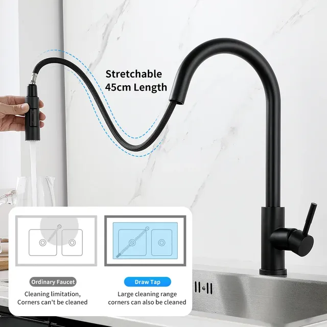 Robinet de cuisine extractible en acier inoxydable – vue 4