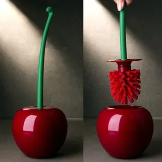 Brosse de toilette en forme de cerise avec support