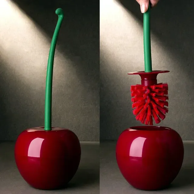 Brosse de toilette en forme de cerise avec support