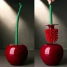 Brosse de toilette en forme de cerise avec support – vue 1