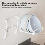 Étagère de salle de bain pliable murale, rangement de lavabo, Design multifonctionnel sans poinçonnage, porte-serviettes, accessoire d&rsquo;organisation