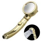 Pommeau de douche à main rotatif à 360 degrés, 3 réglages de pulvérisation avec interrupteur de Pause marche/arrêt, pomme de douche à économie d&rsquo;eau réglable
