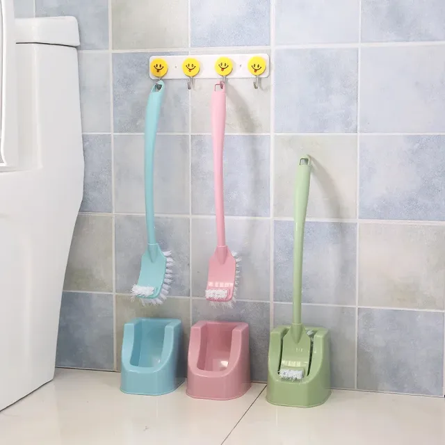 Brosse toilette porte socle fermé plastique rose menthe… – vue 3