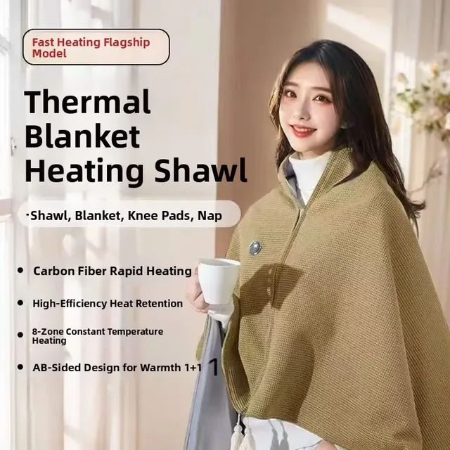 Couverture chauffante électrique poncho tricot… – vue 2