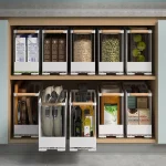 Étagère de rangement marketpour épices, sous évier de cuisine, organisateurs d&rsquo;armoires en acier, nervures, accessoires ménagers, étroit, T1