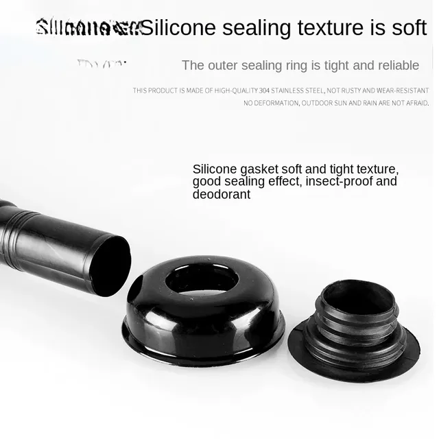 Siphon lavabo vidange déodorant antiodeur noir inox… – vue 2