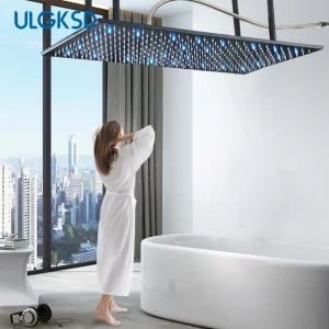 Pommeau de douche chaud et froid à LED, robinets HOF/05, installation au plafond, système de robinets chauds et froids, grue Pommeau de douche chaud et froid à LED, robinets HOF/05, installation au plafond, système de robinets chauds et froids, grue