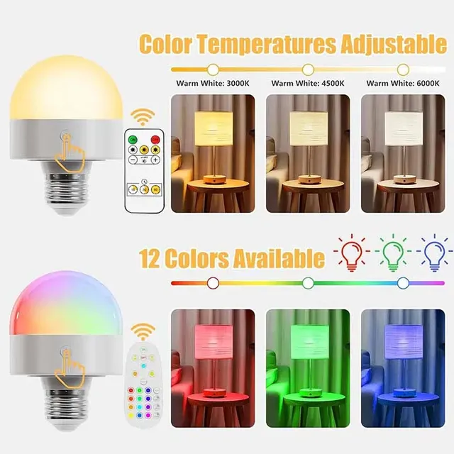 Ampoule LED moderne lampe en direct RGB télécommande à… – vue 3
