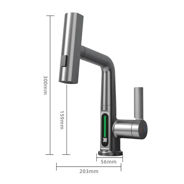 Robinet cuisine extractible cascade affichage numérique… – vue 7
