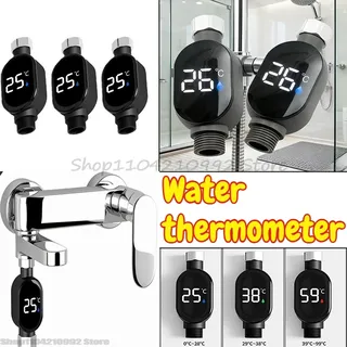 Thermomètre de douche d'eau domestique avec affichage LED 0 ℃ ~99 ℃…