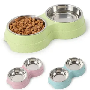 Double bols pour animaux de compagnie, mangeoire à eau pour chien, en acier inoxydable, plat à boire pour animaux de compagnie, fournitures d’alimentation pour chat et chiot, accessoires pour petits chiens Double bols pour animaux de compagnie, mangeoire à eau pour chien, en acier inoxydable, plat à boire pour animaux de compagnie, fournitures d’alimentation pour chat et chiot, accessoires pour petits chiens
