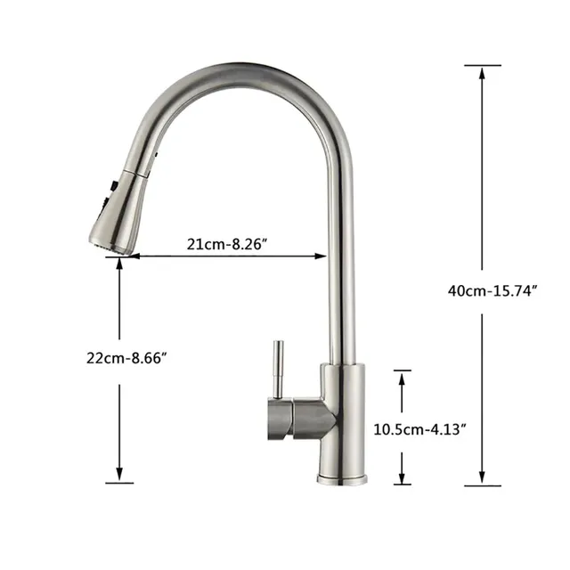 Mitigeur Monocommande Bec Haut Courbe Acier Inox Brossé… – vue 7
