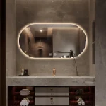 Miroir de salle de bain éclairé par LED, miroir de maquillage mural à intensité variable de 3 couleurs avec éclairage arrière lumineux-miroir intelligent Anti-buée avec toucher