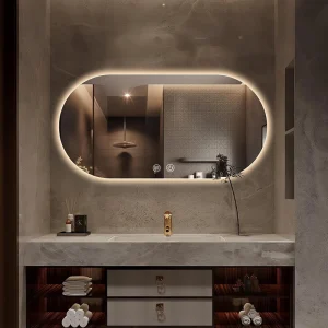 Miroir de salle de bain éclairé par LED, miroir de maquillage mural à intensité variable de 3 couleurs avec éclairage arrière lumineux-miroir intelligent Anti-buée avec toucher