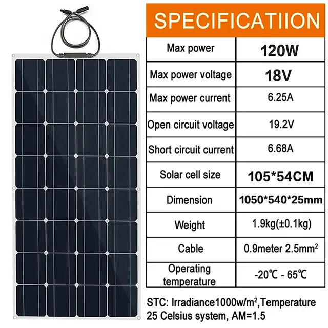 Panneau solaire flexible monocristallin noir mince… – vue 4