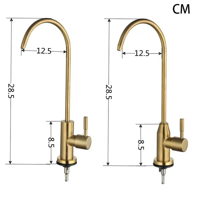 Robinet purificateur d'eau potable en or brossé – vue 2