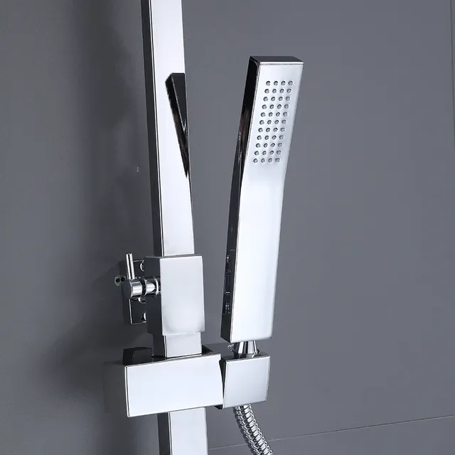 Ensemble de robinets de douche chromés argent pluie – vue 5