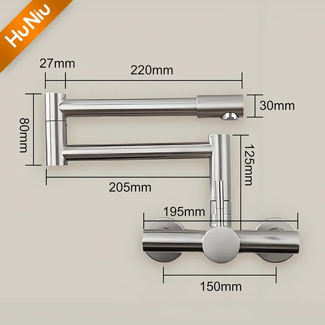 HuNiu robinet de cuisine pliant en acier inoxydable 304 – vue 5