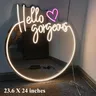 Miroir mural rond néon DEL lumineux lettrage cursif… – vue 3
