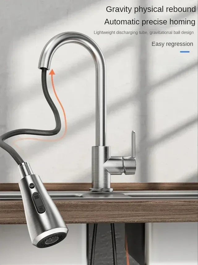 Mitigeur cuisine inox brossé bec haut escamotable… – vue 7
