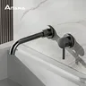 Robinet de salle de bains mural moderne en laiton noir – vue 2
