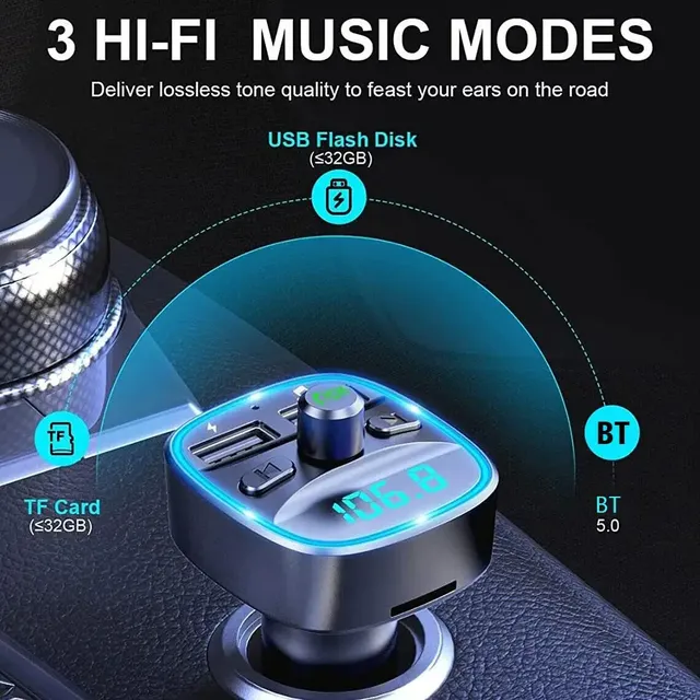Transmetteur FM à charge rapide Bluetooth 5.0 pour… – vue 3