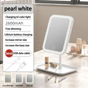 Miroir de maquillage intelligent LED lumineux avec lumière pour chambre de femme coiffeuse miroir de bureau maquillage