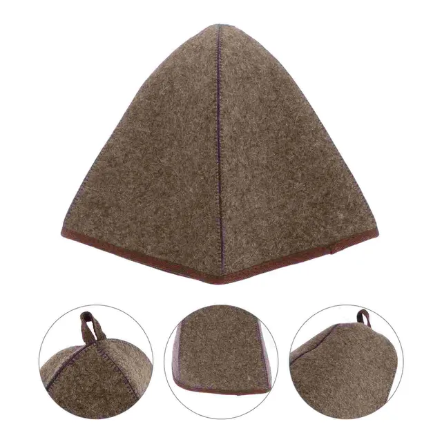 Chapeau sauna feutre laine gris brun isolant thermique… – vue 4