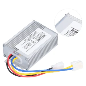 convertisseur tension 48V96V entrée 12V sortie 25A 300W haut rendement étanche antipoussière alliage aluminium robuste compact dissipateur thermique protection électrique