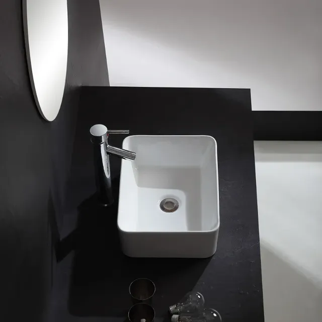 Vasque rectangulaire céramique blanche brillante… – vue 6