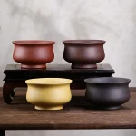 Pots de fleurs en céramique et porcelaine violette, trou de vidange avec conception d&rsquo;évent, facile à pour les plantes d&rsquo;intérieur et d&rsquo;extérieur, bol de bureau, bassin de bonsaï