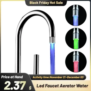 Zhang Ji – robinet à économie d&rsquo;eau avec LED sensible à la température, disponible en 3 couleurs, pour la cuisine et la salle de bain, buse d&rsquo;aérateur, douche