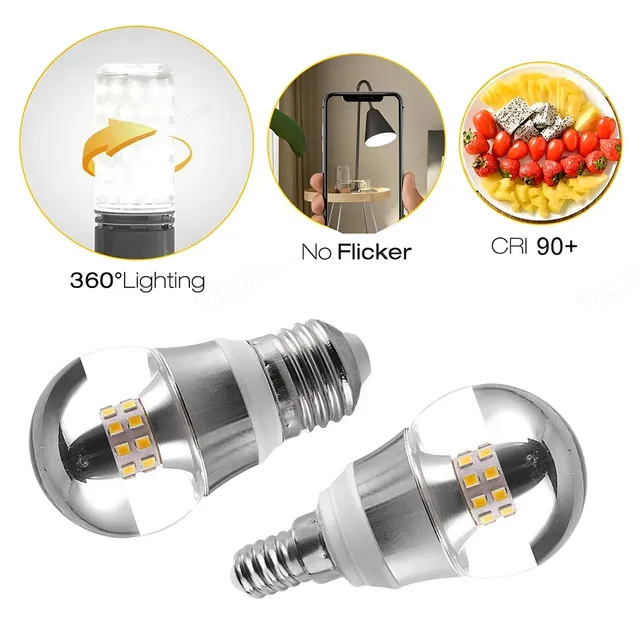 LED miroir ampoule E27 E14 moitié argent filament 5W 7W… – vue 3