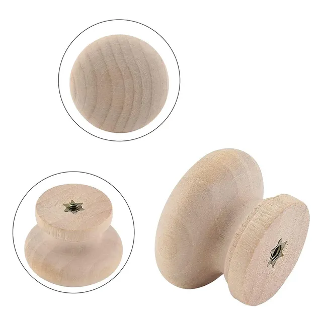 Boutons d'armoire ronds en bois 1-3/8 "(35mm) boutons de… – vue 4