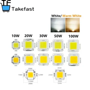 Puce de lampe LED intégrée COB, ampoule de budgétaire bricolage, blanc chaud, 10W, 20W, 30W, 50W, 100W, DC 12V, 36V